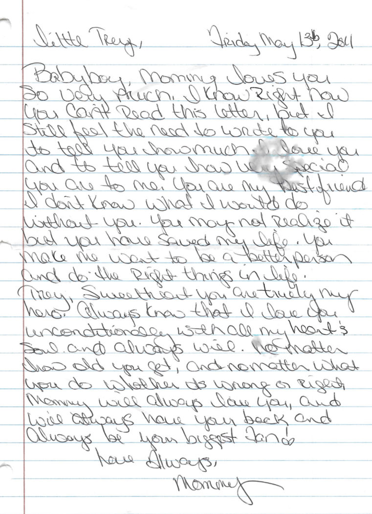 Tonia’s letter to Trey May 13th, 2011